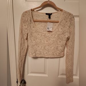 Forever 21 Beige Lace Crop Top